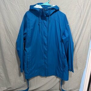 Columbia Blue Rain Hooded Jacket Size 1X-